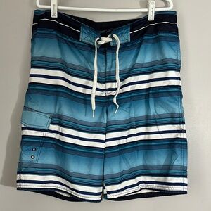 💚10 Men's Blue Striped Swim Shorts